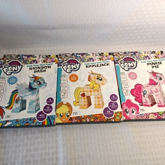 My Little Pony Paper Punk Fold Your Own Paper Lot of 3 Pinkie Applejack Rainbow - Picture 1 of 11